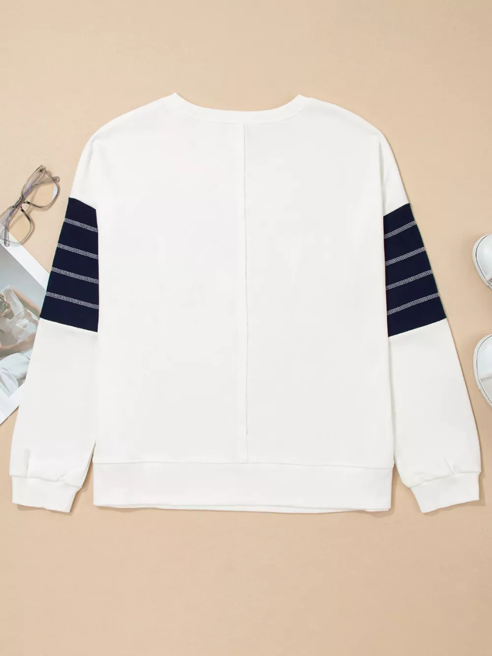 Exposed Seam Detail Color Block Patch Pocket Drop Shoulder Sweatshirt, image 9