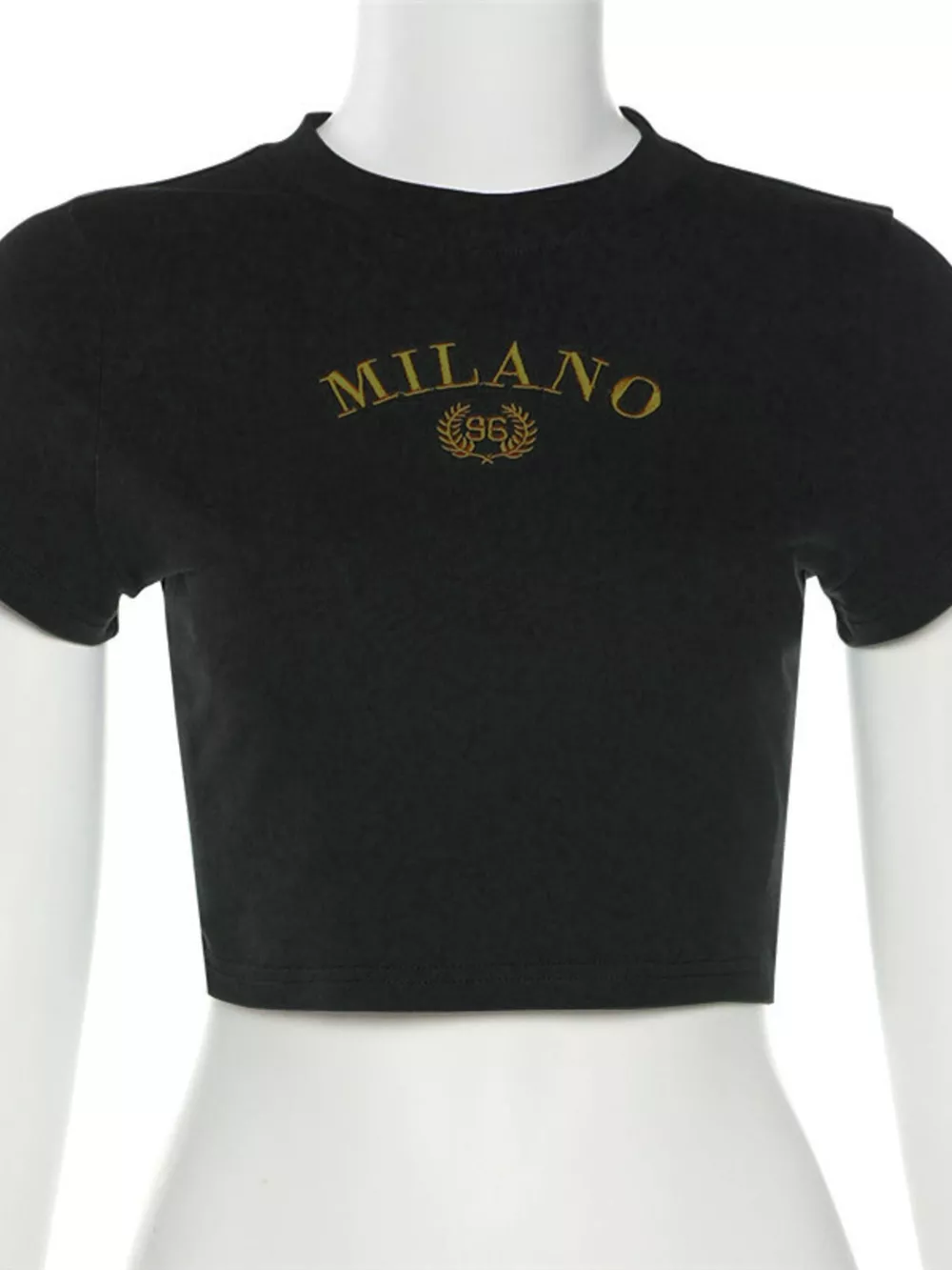 Letter Embroidered Cropped T-Shirt, image 8