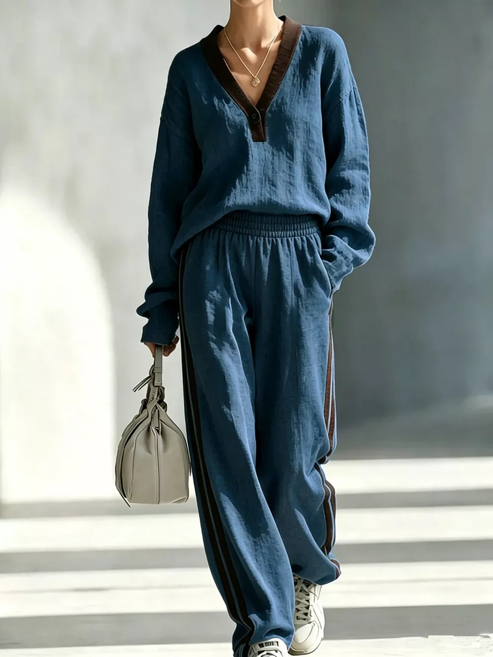 Long Sleeve Top and Side-Striped Joggers Set, image 10