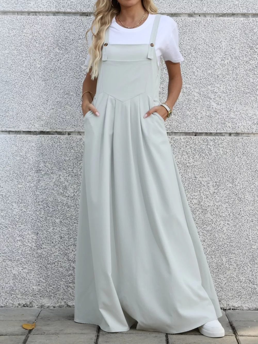 Pleated Detail Overall Dress, image 4