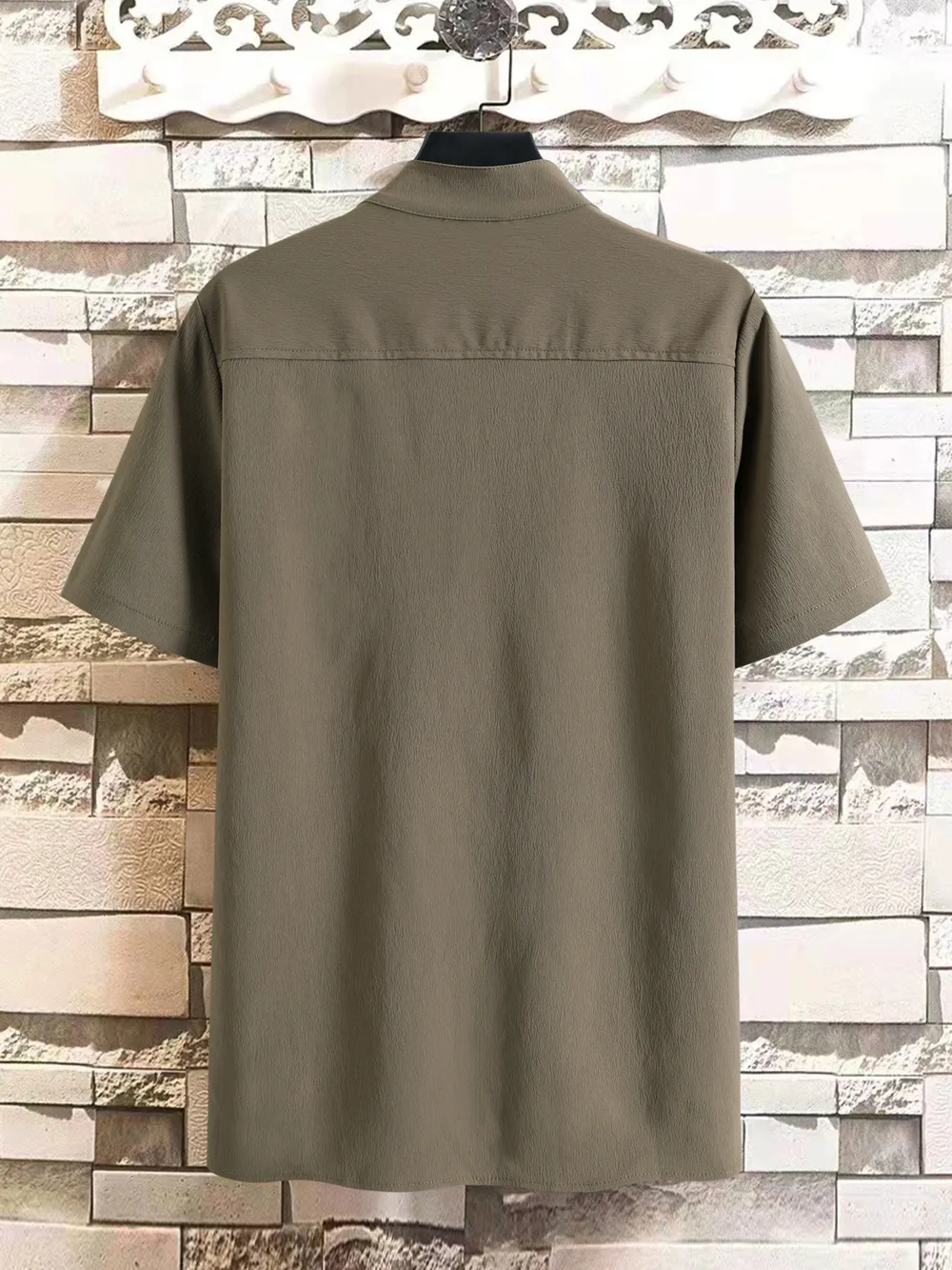 Men's Plus Size Button Detail Short Sleeve Blouse, image 4