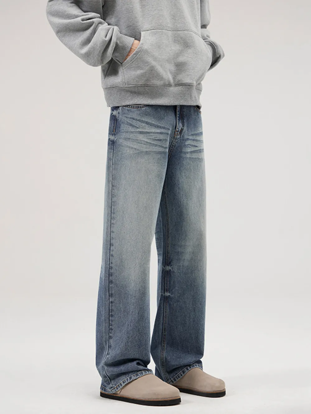Men's Full Size Vintage Washed Wide Leg Relaxed Fit Jeans Plus Size, image 3