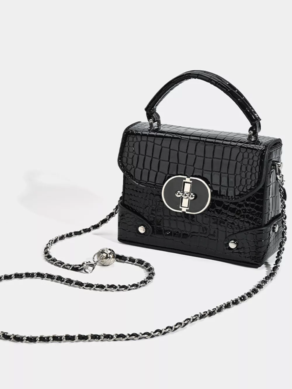 Crocodile Pattern Flap Crossbody Bag, image 2