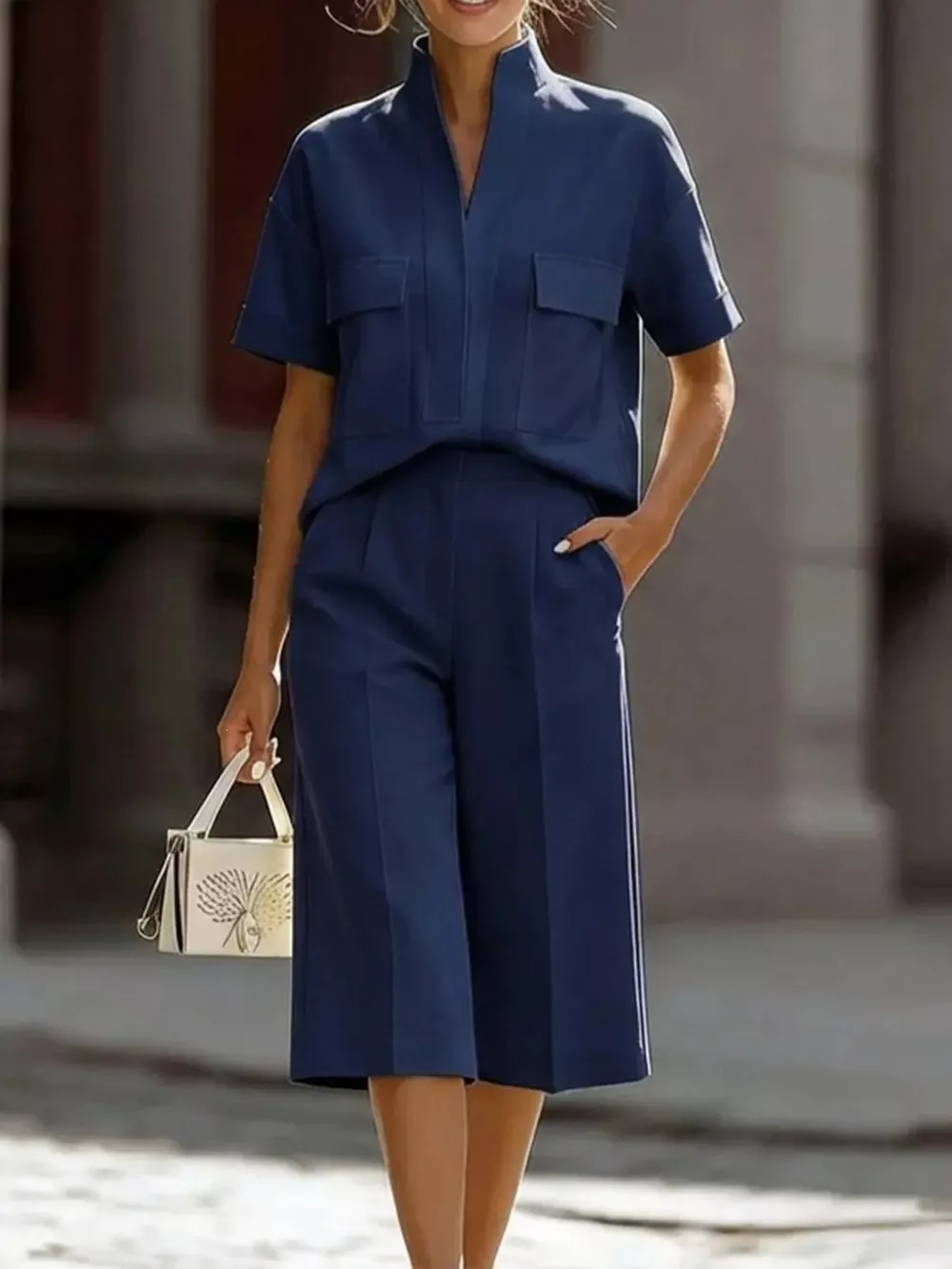 Full Size Short Sleeve Top and Shorts Set Plus Size, image 9
