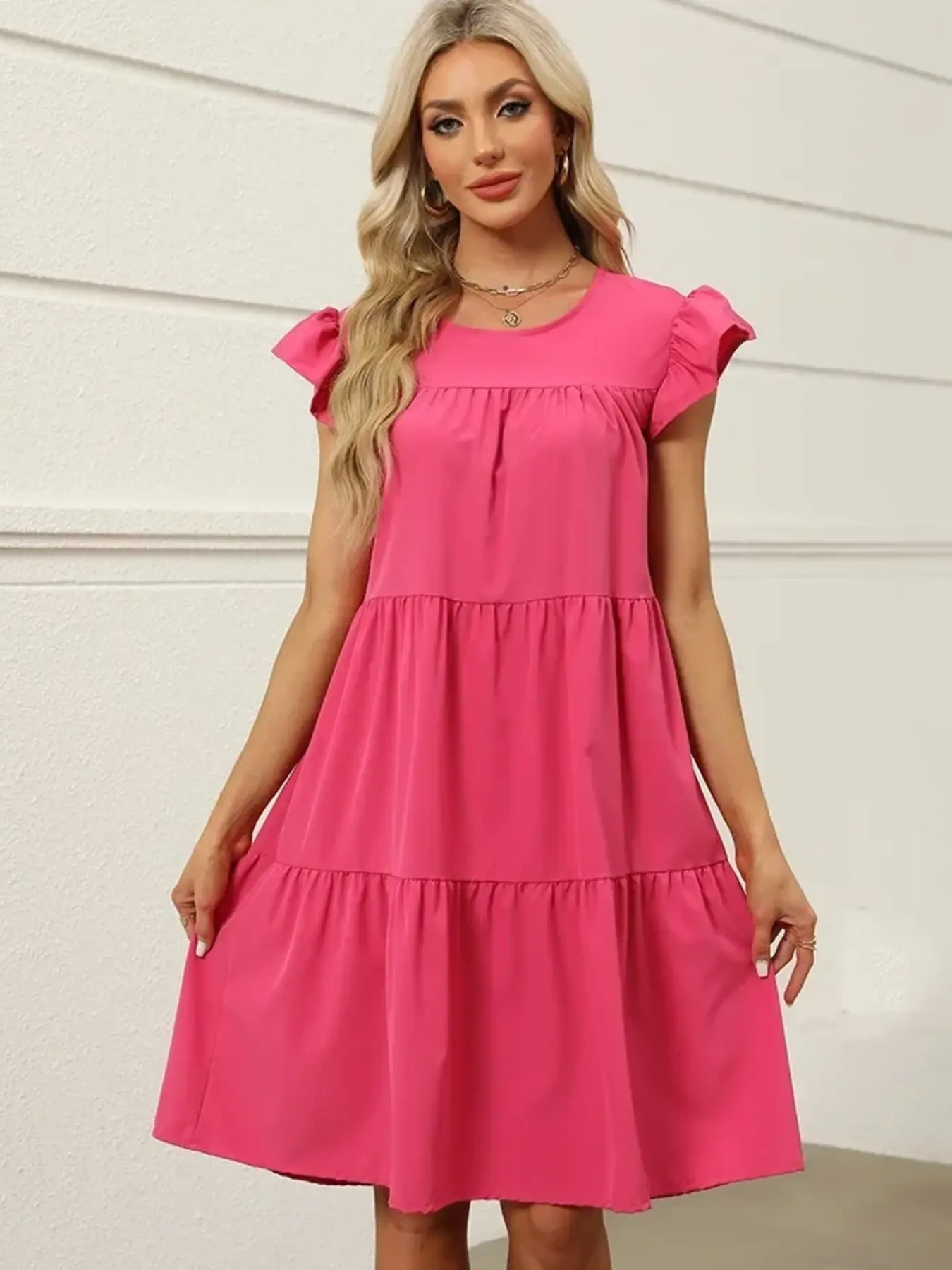 Tiered Ruffle Sleeve Mini Dress, image 4