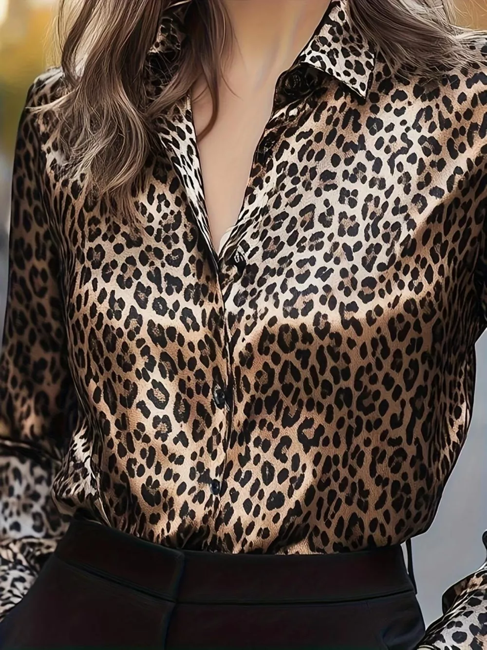 Leopard Button Up Long Sleeve Shirt, image 3