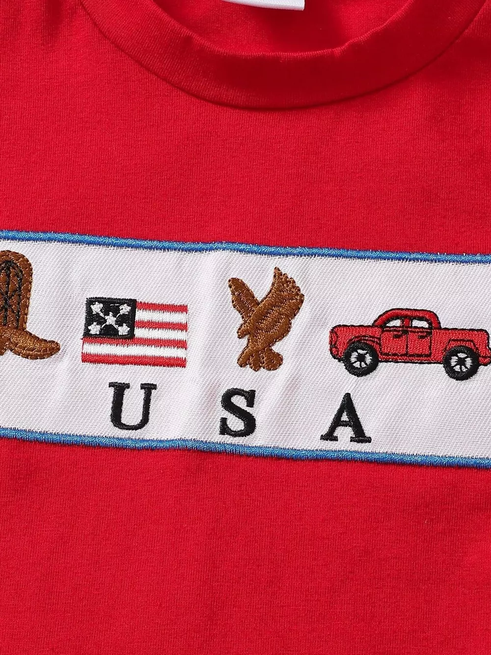 Children's Patriotic USA Embroidered Short Sleeve T-Shirt & Shorts Set, image 2