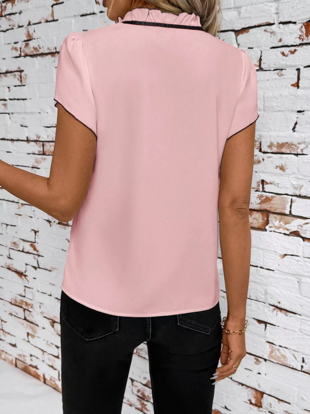 Tie Neck Short Sleeve Blouse, image 29