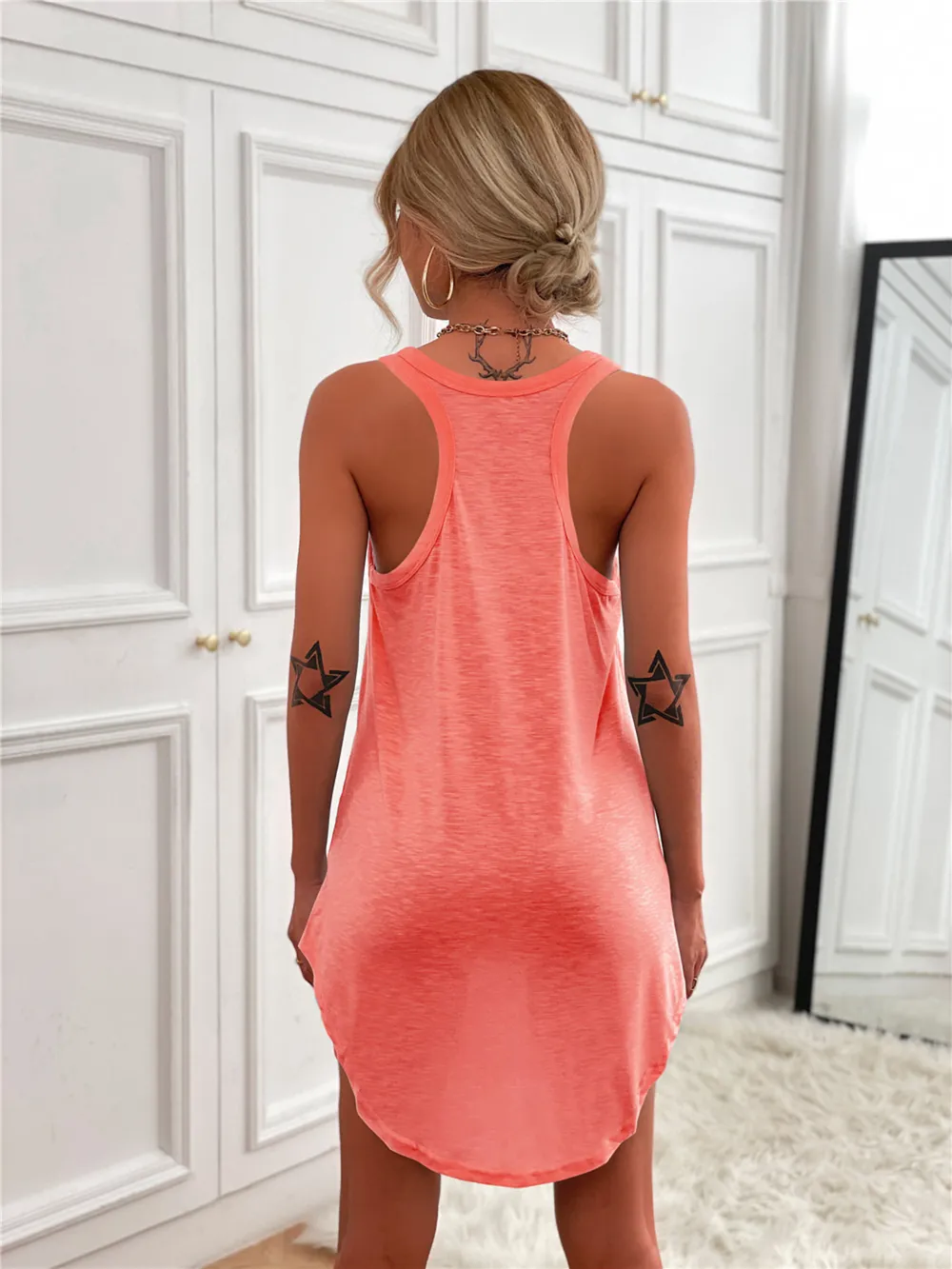 Casual Tank Mini Dress with Curved Hem, image 11