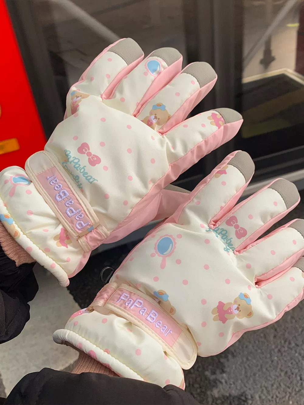 Bear Patterned Winter Gloves, image 2