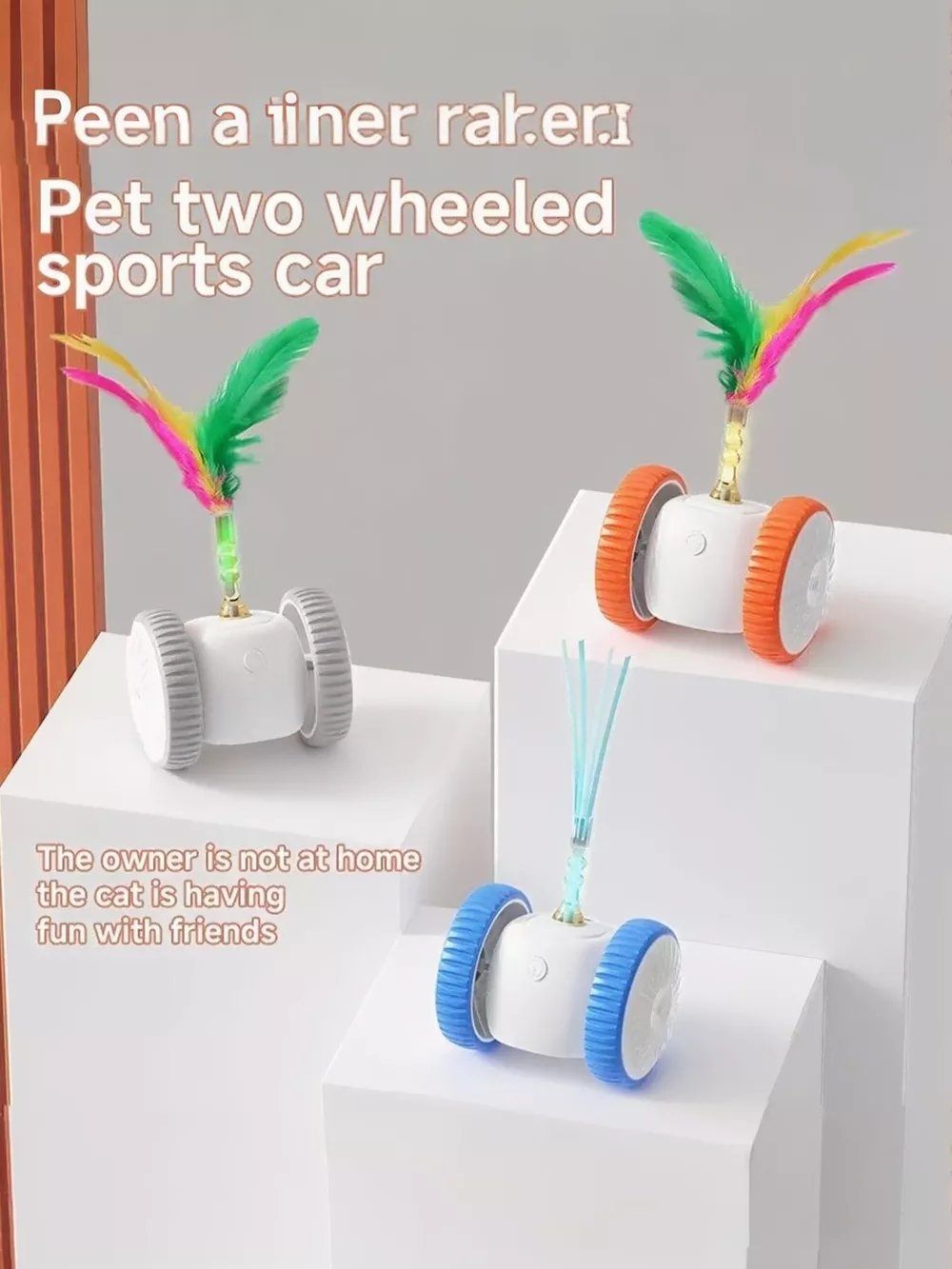 Interactive Self-Rotating Feather Pet Chase Toy, image 17