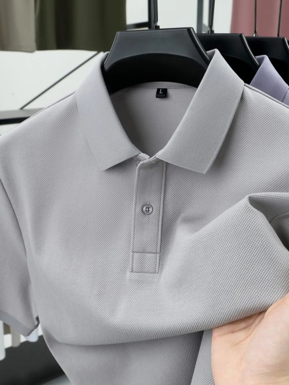 Men's Plus Size Button Detail Short Sleeve Polo, image 3
