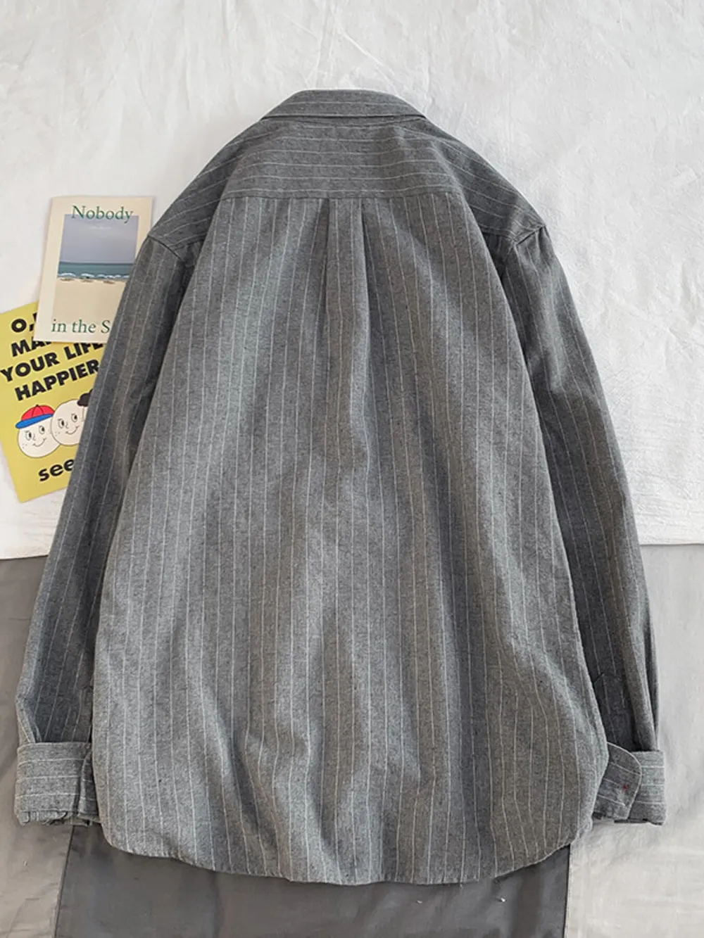 Men's Plus Size Casual Striped Long Sleeve Shirt, image 3