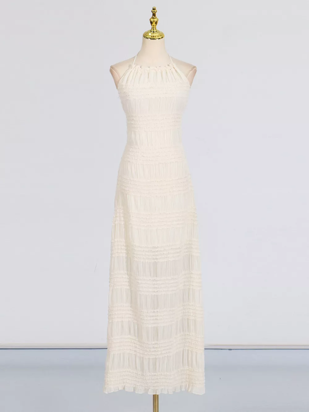 Ruched Halter Neck Maxi Dress, image 3