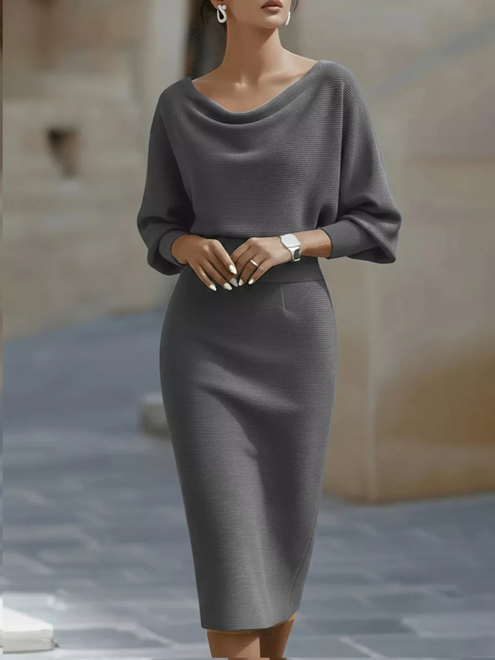 Cowl Neck Knit Bodycon Dress, image 7
