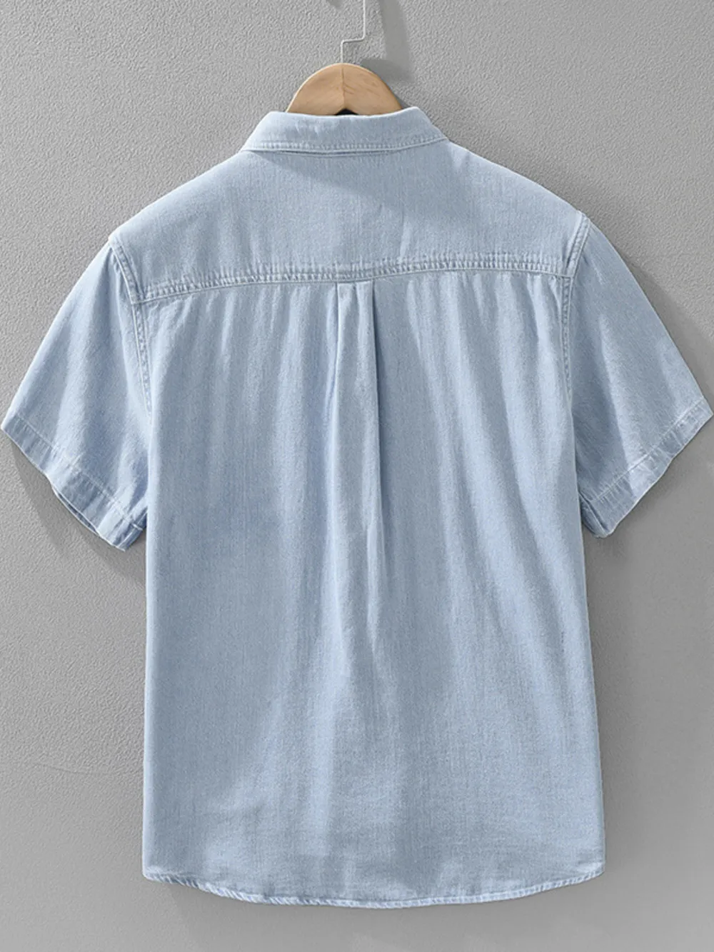 Men's Plus Size Button Up Short Sleeve Denim Shirt, image 4