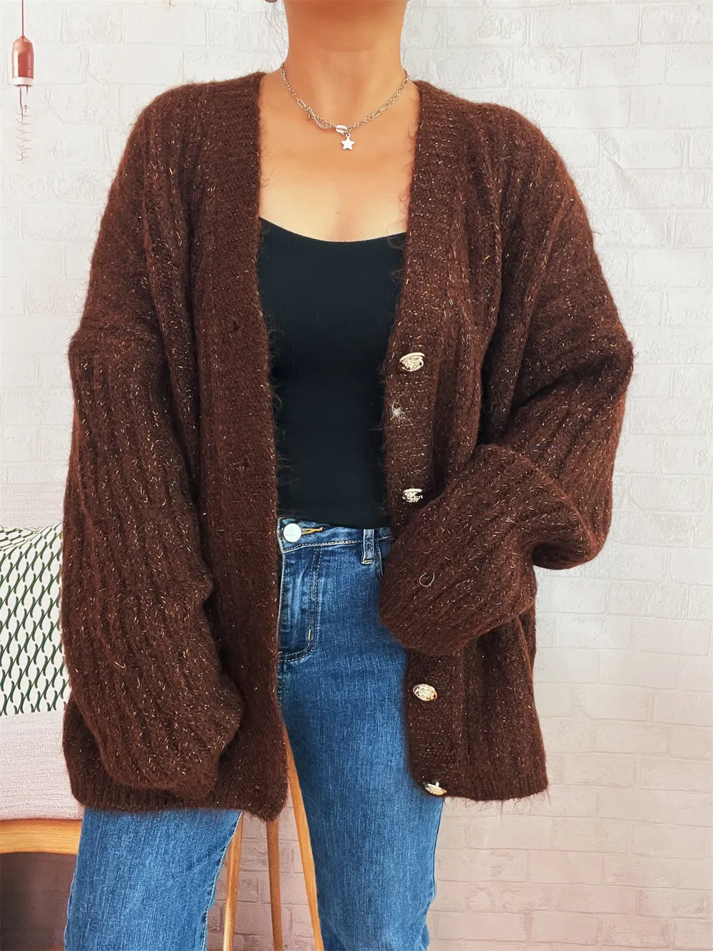 Cable Knit Button-Up Cardigan, image 14