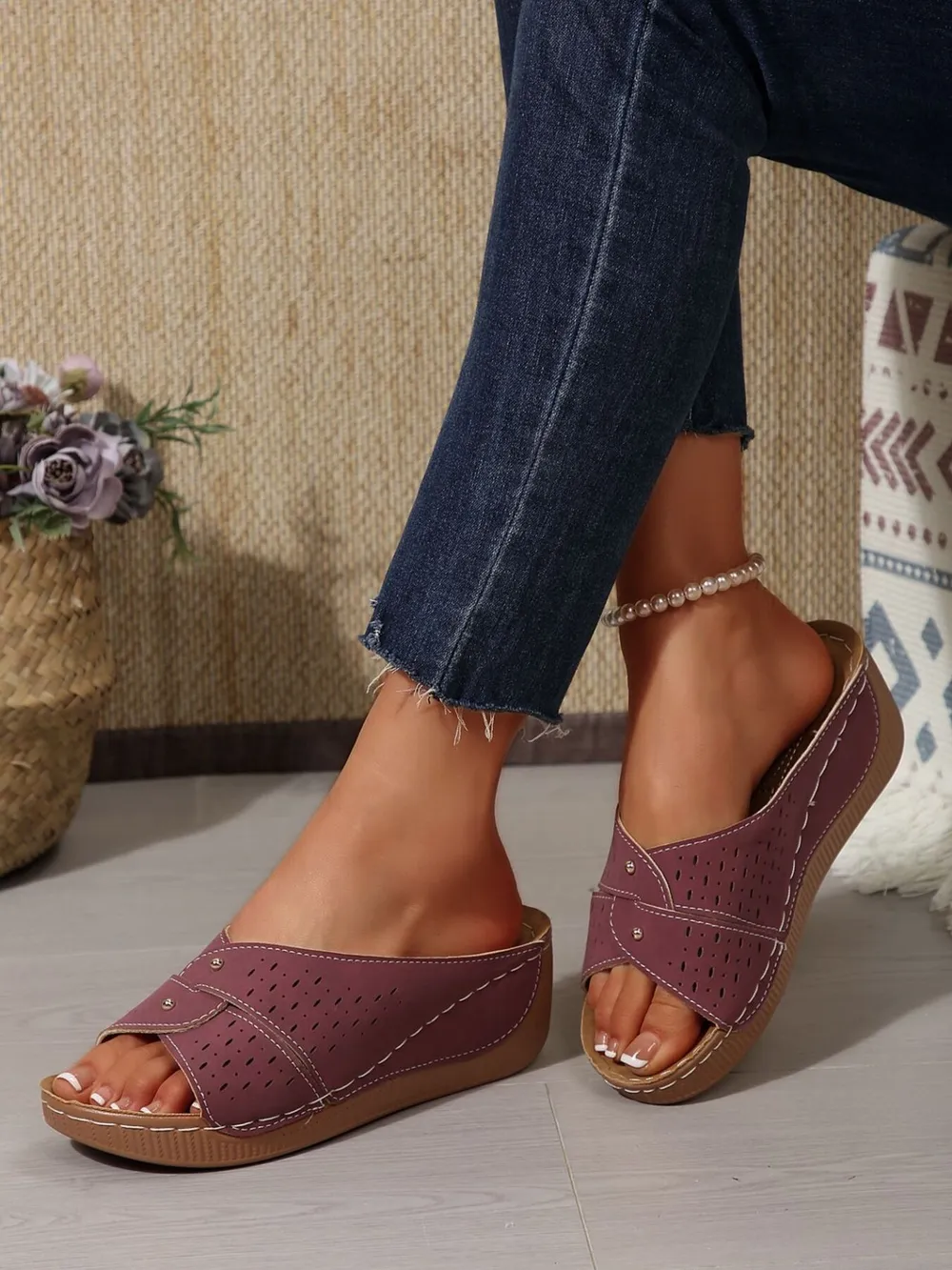 Hollow Out Wedge Comfort Sandals, image 13