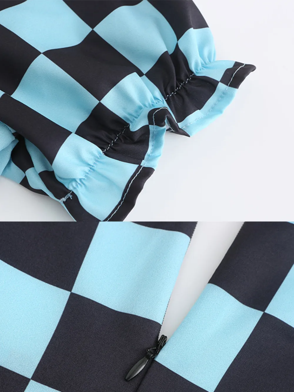 Checkered Short Sleeve Tiered Mini Dress, image 8