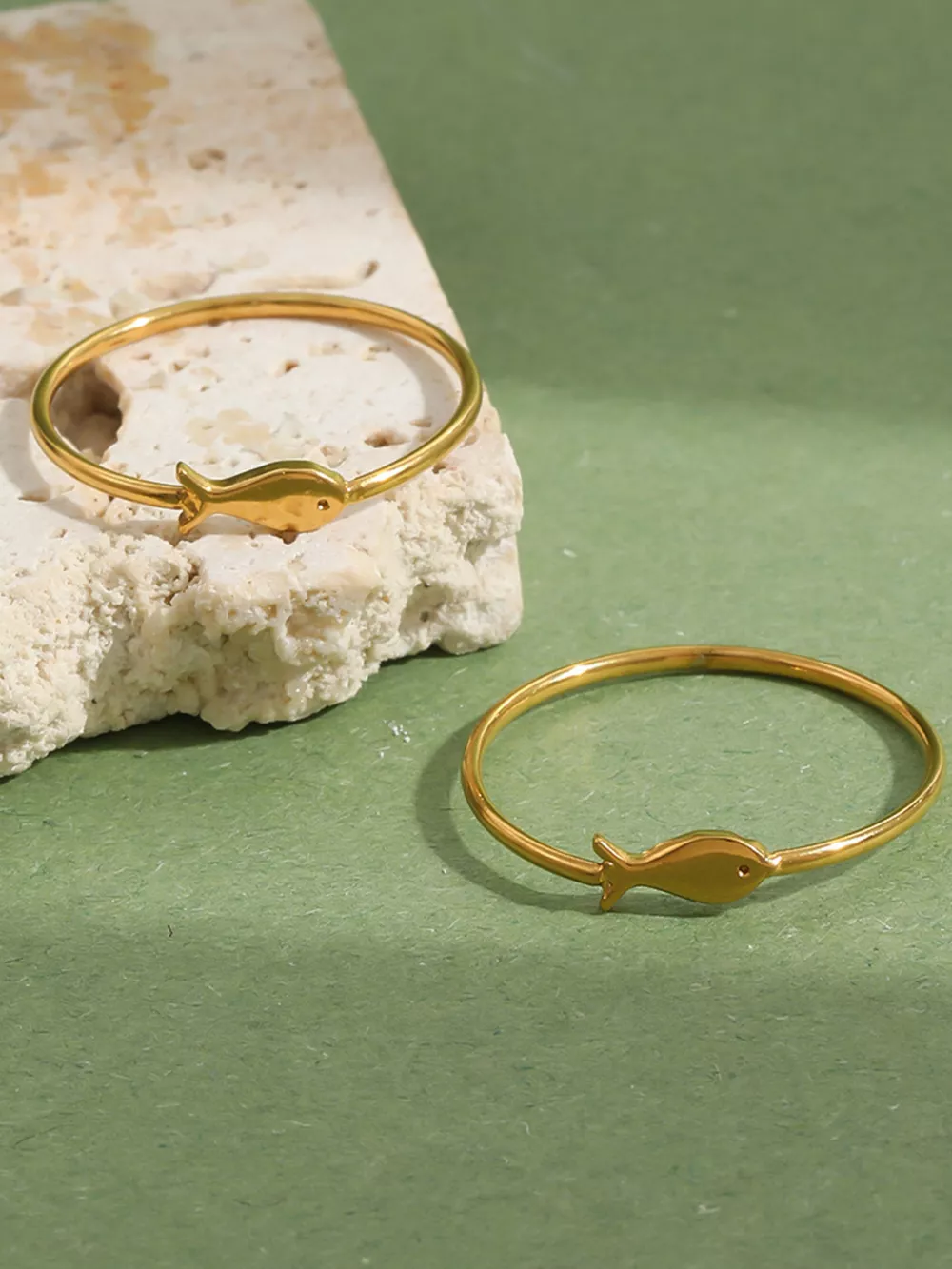 18K Gold-Plated Stainless Steel Fish Ring