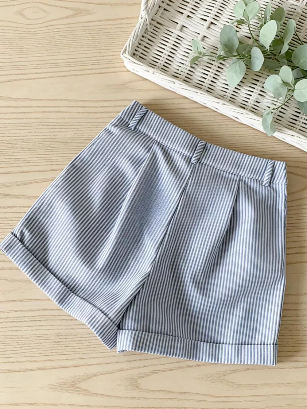 Striped Rolled Hem Shorts, image 4
