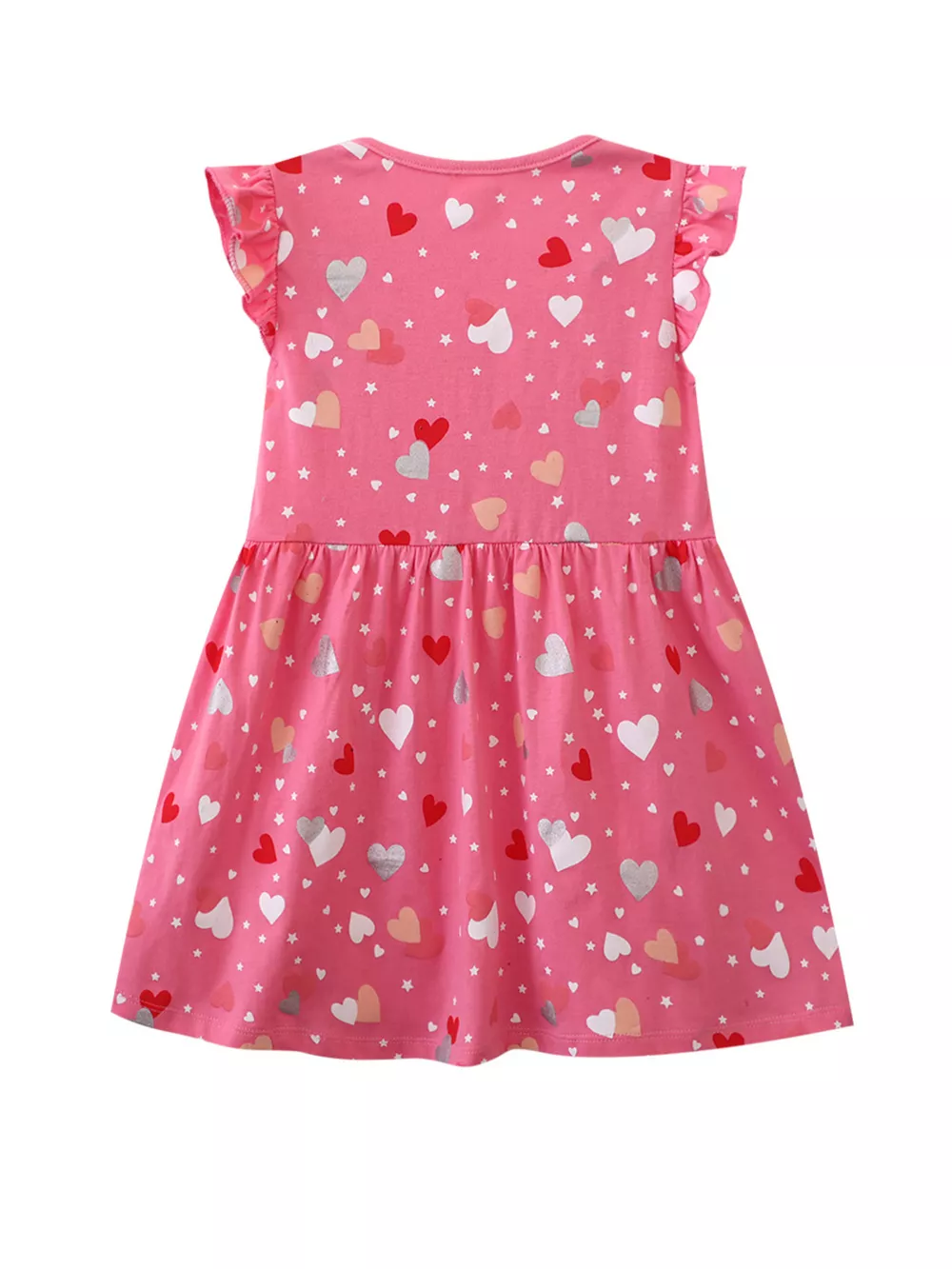 Children's Heart Print Ruffle Sleeve Casual Dress, image 3