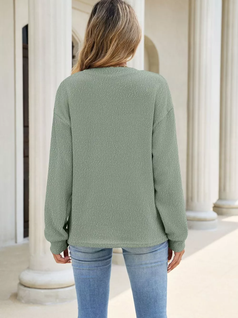 Button Detail Dropped Shoulder Sweatshirt, image 6