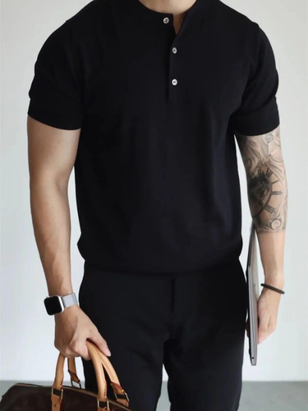 Men's Button Detail Short Sleeve T-Shirt