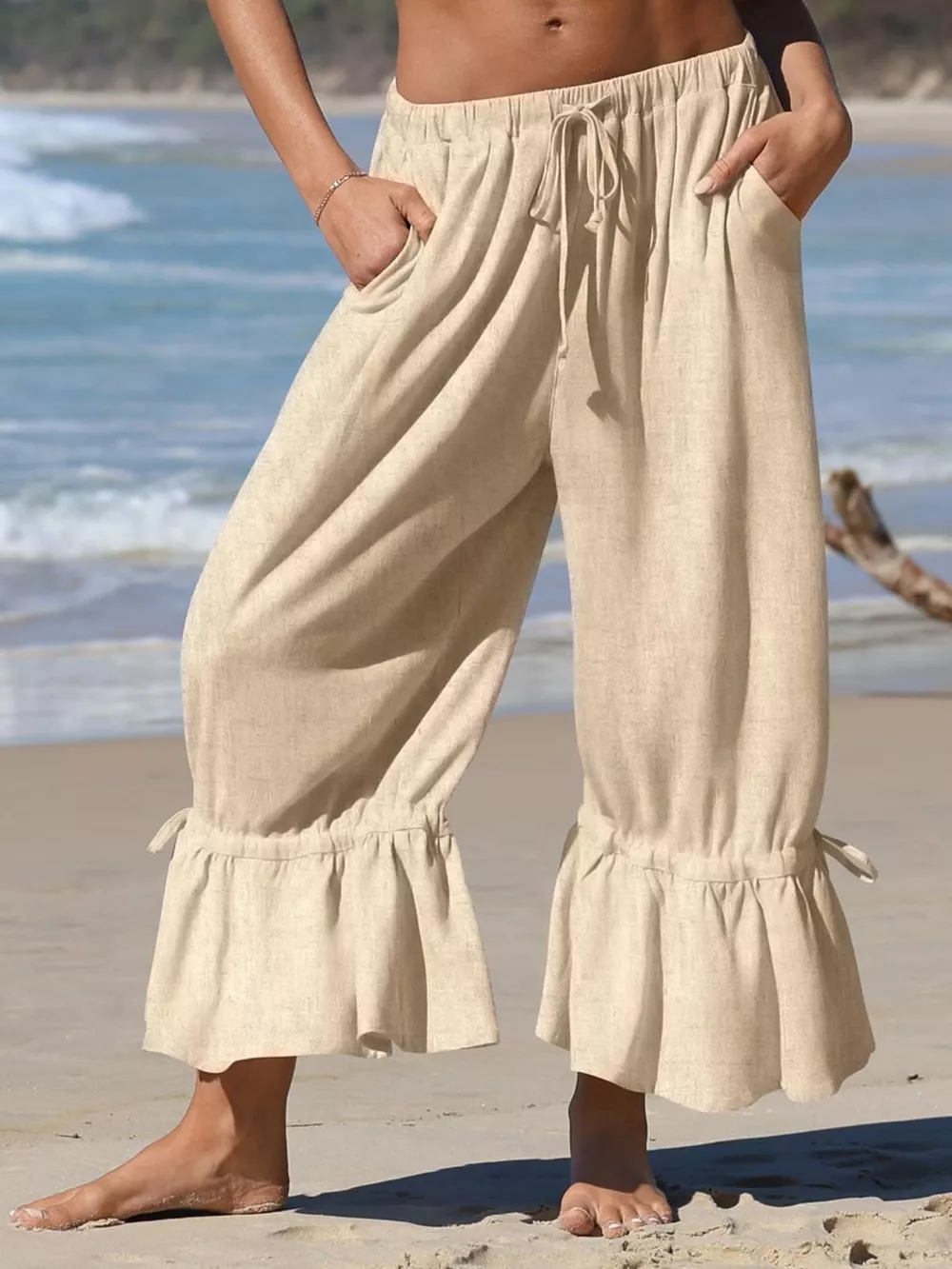 Full Size Wide-Leg Pants with Ruffle Hem Plus Size, image 9