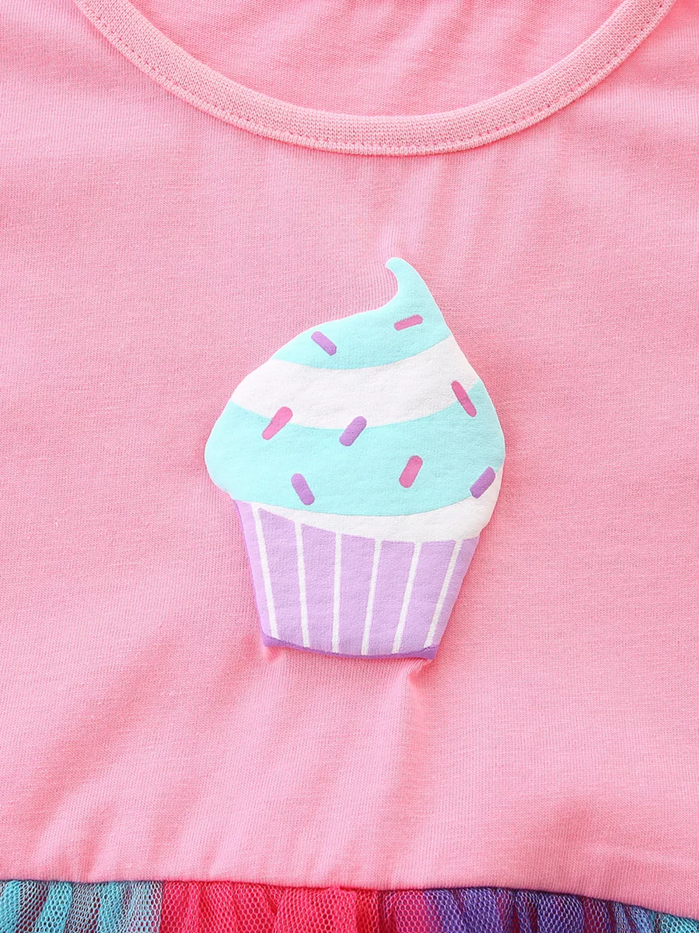 Children's Cupcake Graphic Rainbow Tulle Dress, image 4