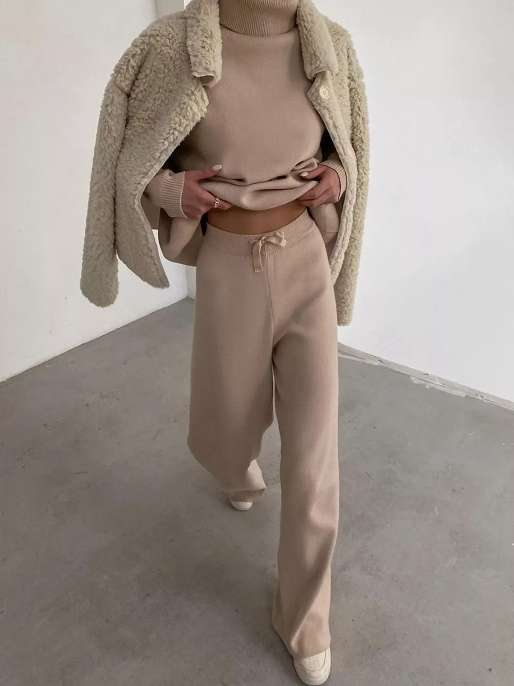 Full Size Turtleneck Long Sleeve Top and Pants Sweater Set Plus Size, image 4