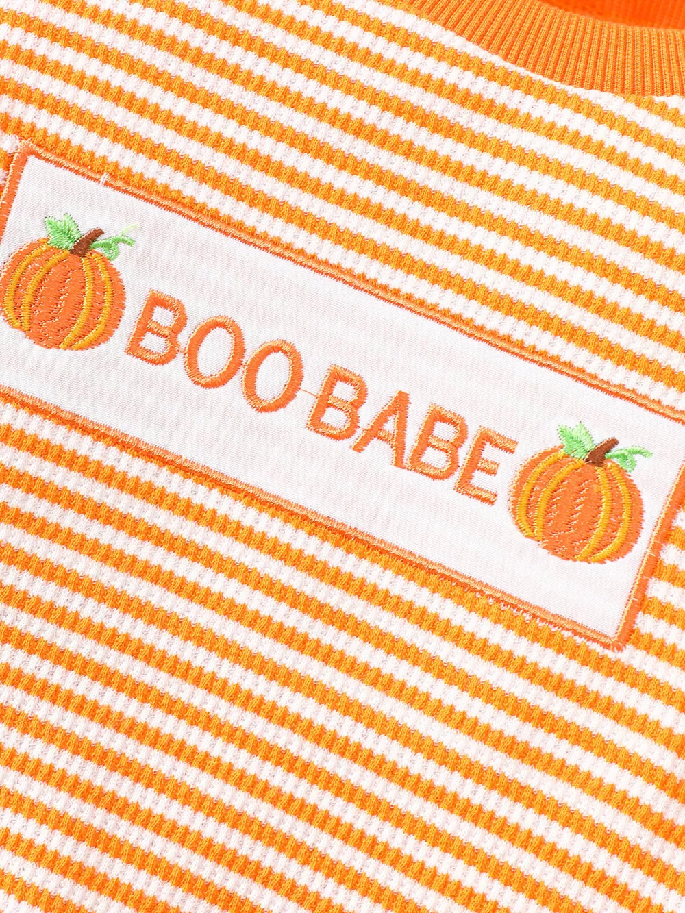 Children's Halloween Pumpkin Striped Long Sleeve Pajama Set, image 5
