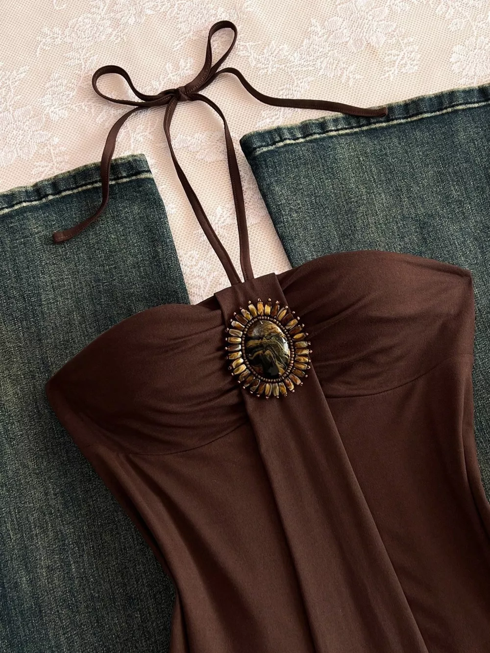Embellished Front Halter Neck Cami, image 10