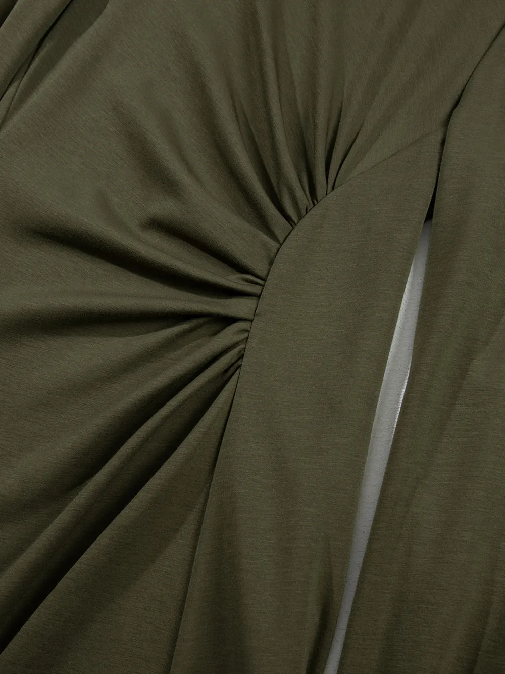 Solid Color Ruched Detail Long Sleeve Midi Dress, image 28