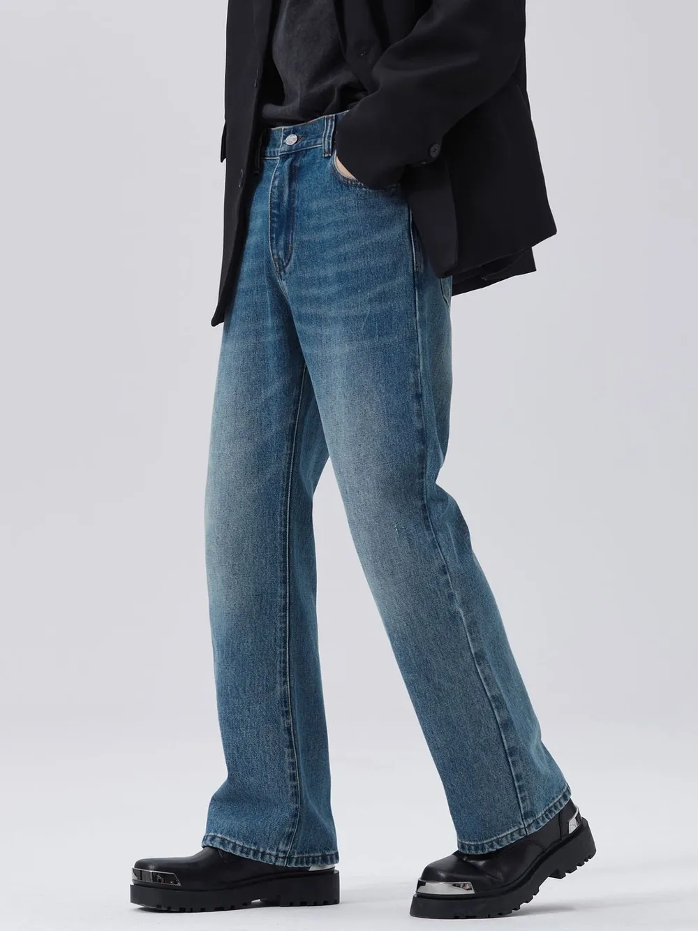 Men's Full Size Washed Straight Leg Jeans Plus Size, image 2