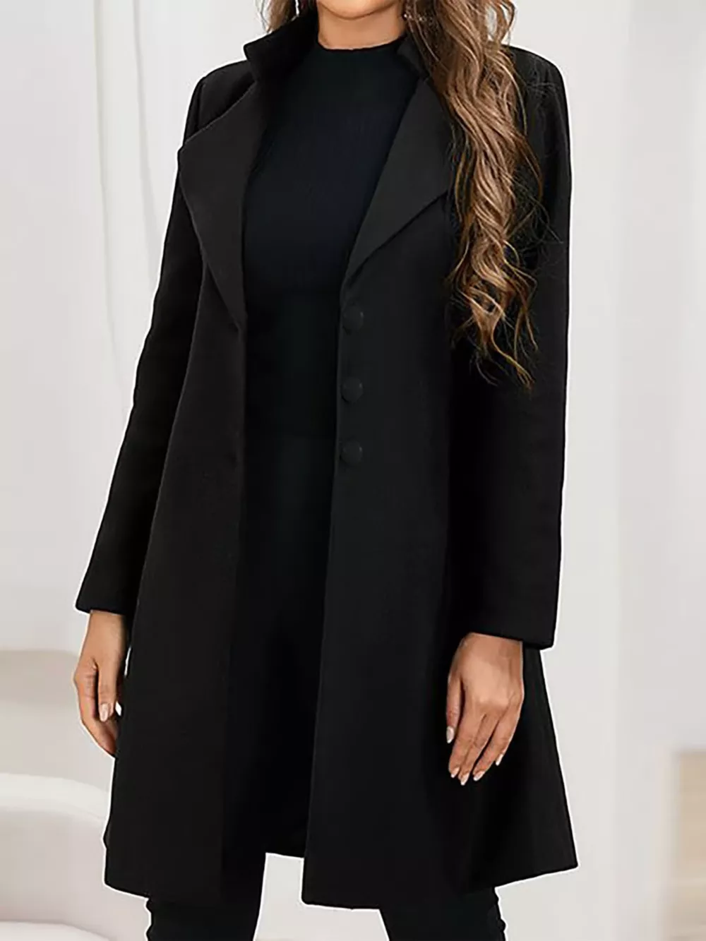 Full Size Single-Breasted Long Sleeve Overcoat Plus Size