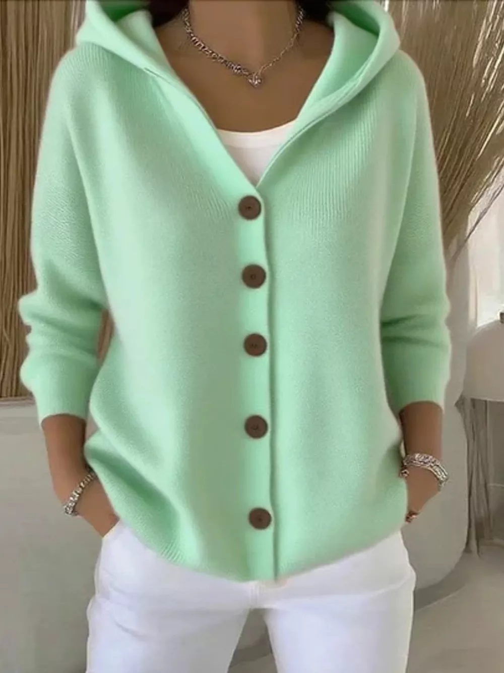 Full Size Button Up Long Sleeve Cardigan Plus Size, image 7