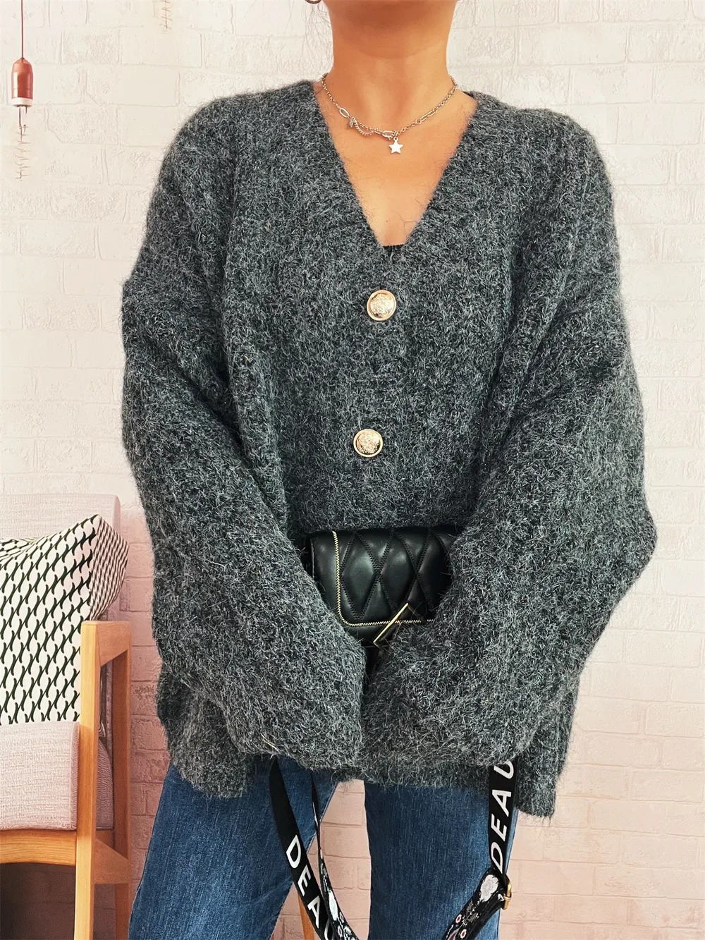 Cable Knit Button-Up Cardigan, image 23
