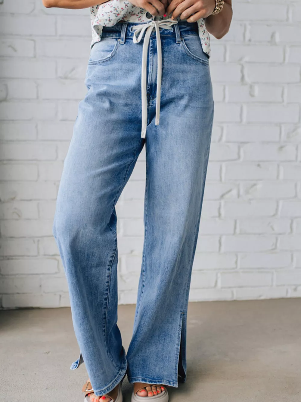 Slit Wide Leg Jeans, image 6