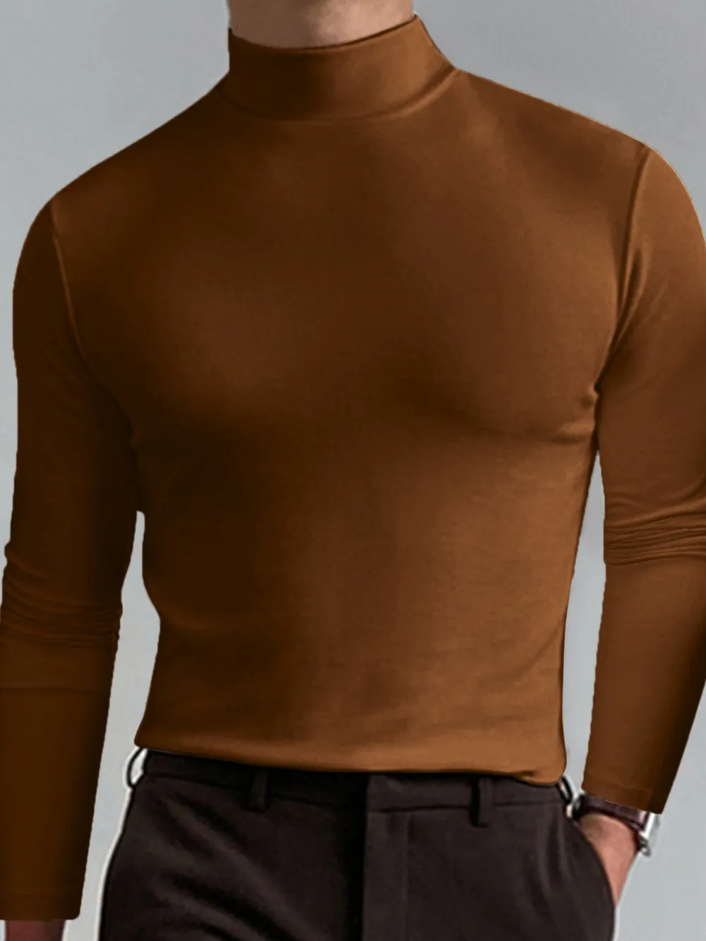 Men's Full Size Turtleneck Long Sleeve T-Shirt Plus Size, image 6