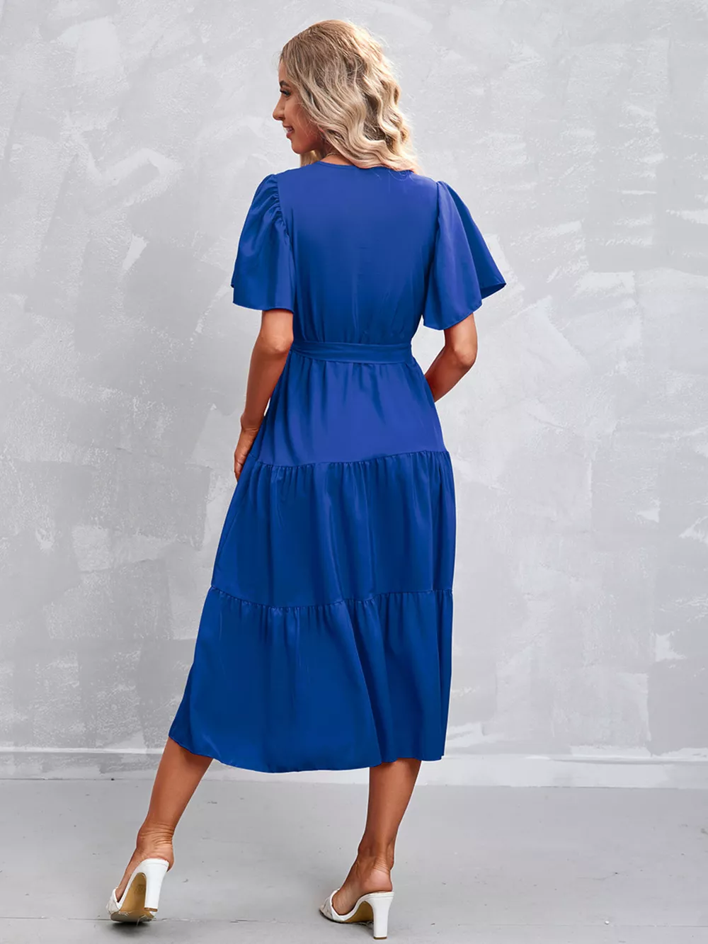 Flutter Sleeve Tiered Midi Dress, image 31