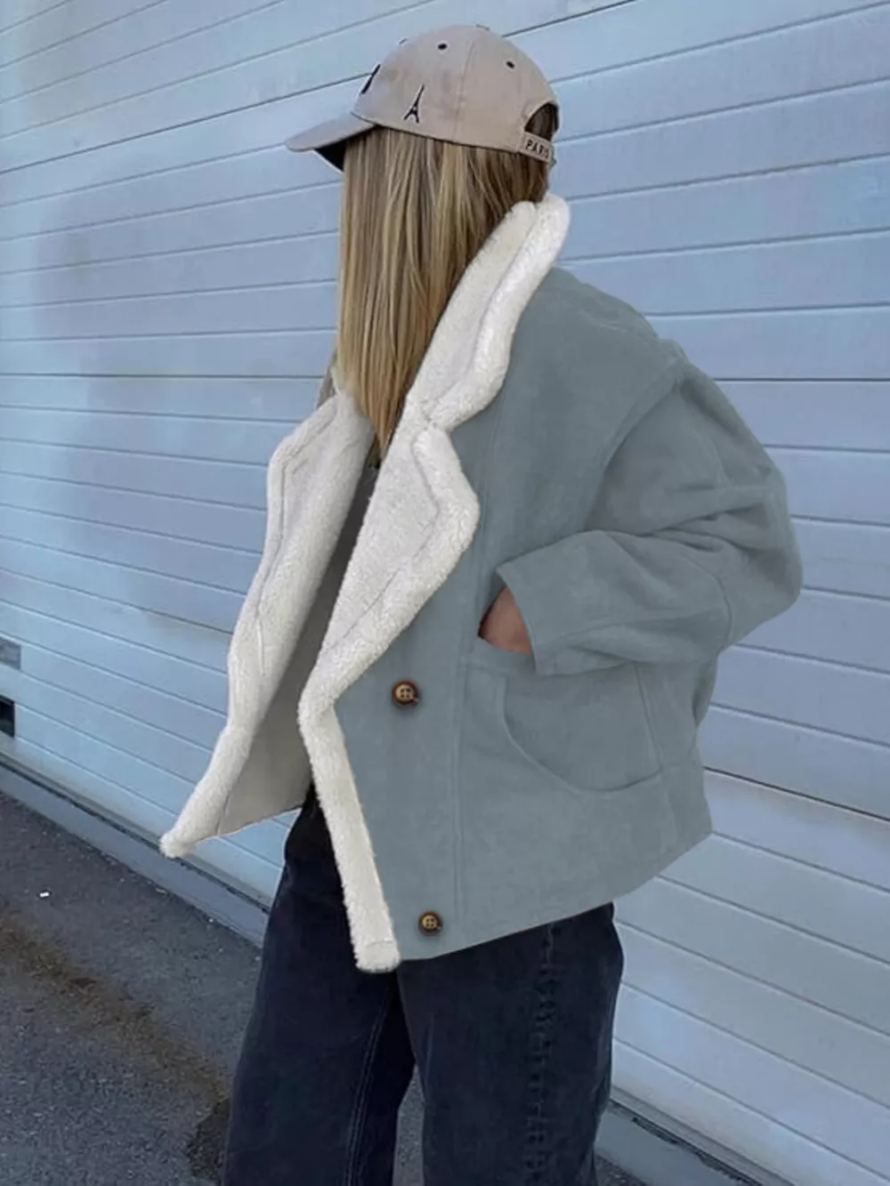 Plush Lined Dropped Shoulder Outerwear, image 3