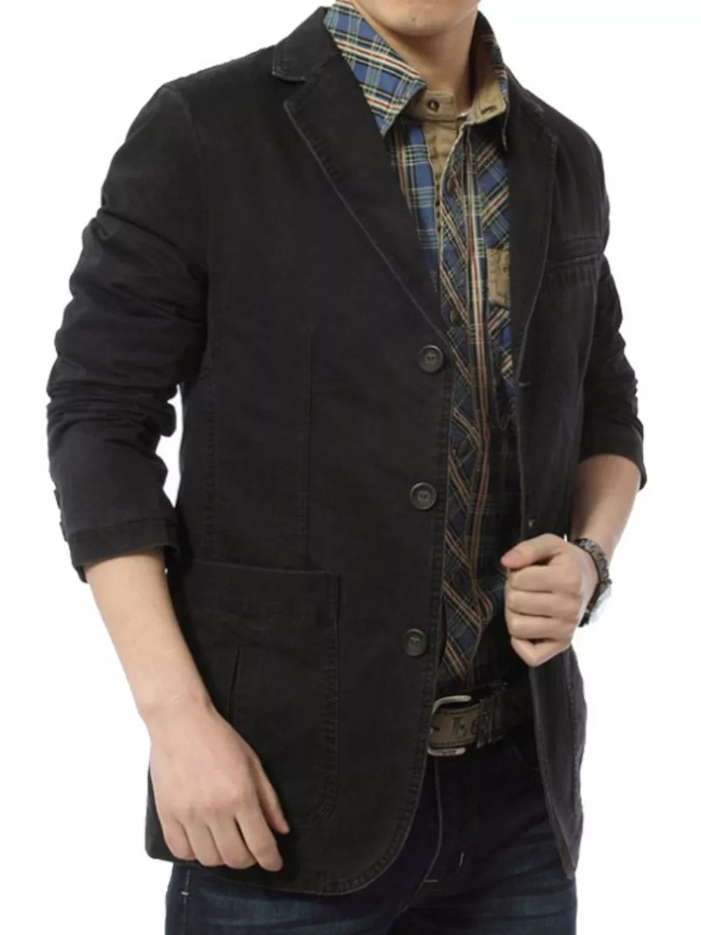 Men's Plus Size Button Up Lapel Collar Blazer, image 8