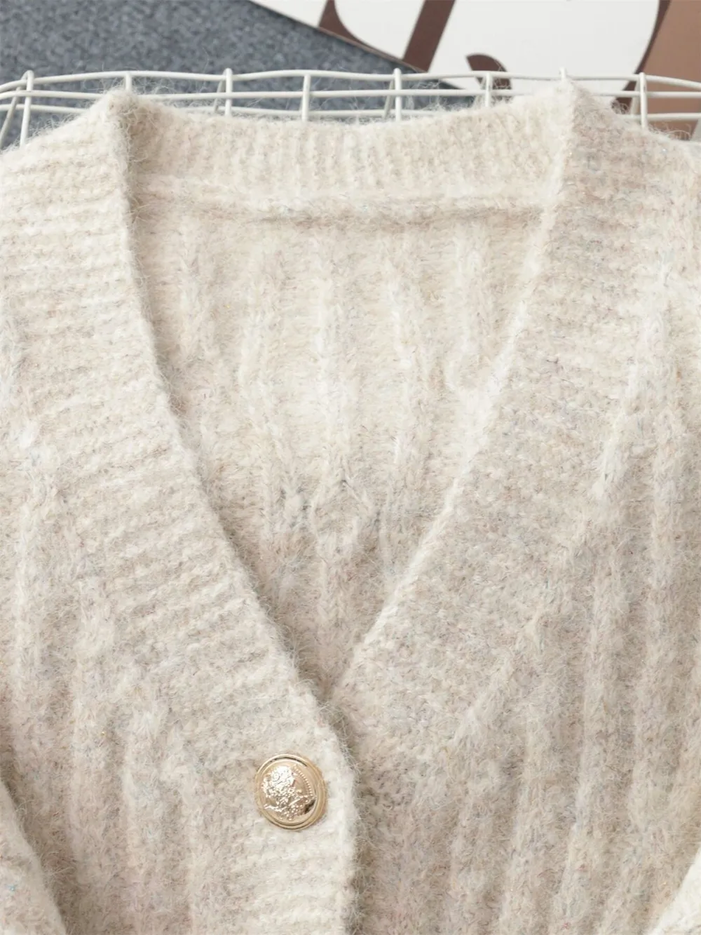 Cable Knit Button-Up Cardigan, image 10
