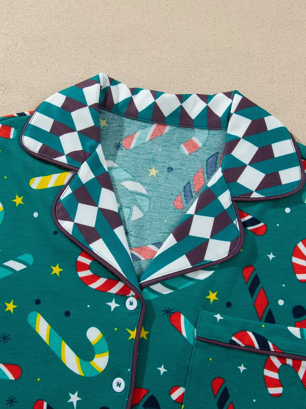 Abstract Candy Cane Print Long Sleeve Two Piece Lounge Set, image 5
