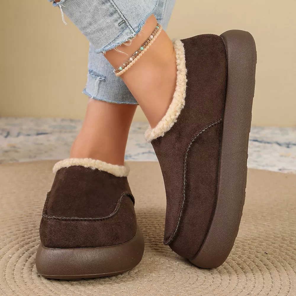 Plush-Lined Suede Platform Slip-On Boots, image 3