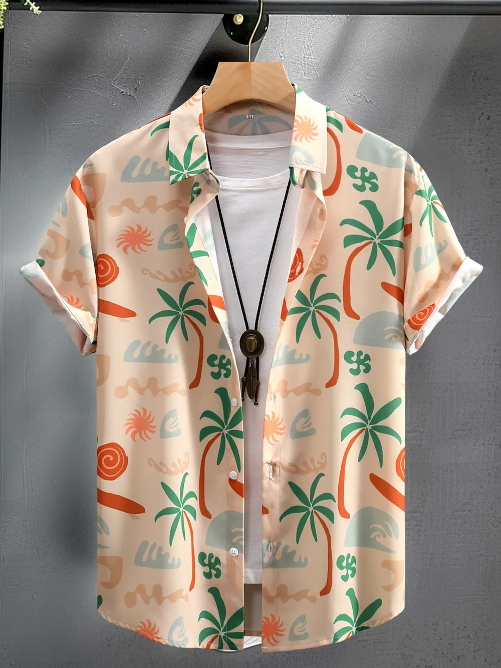 Men's Printed Button Up Short Sleeve Shirt