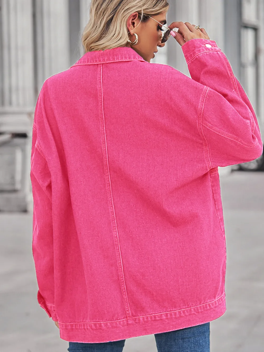 Button Up Long Sleeve Denim Jacket, image 26