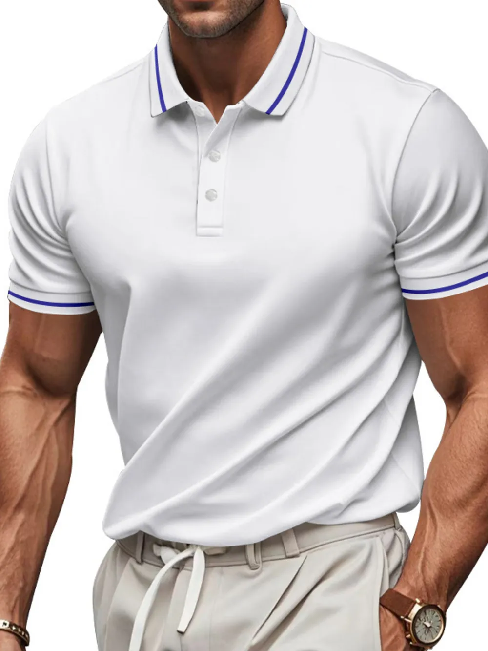 Men's Full Size Collared Neck Short Sleeve Polo Plus Size, image 8