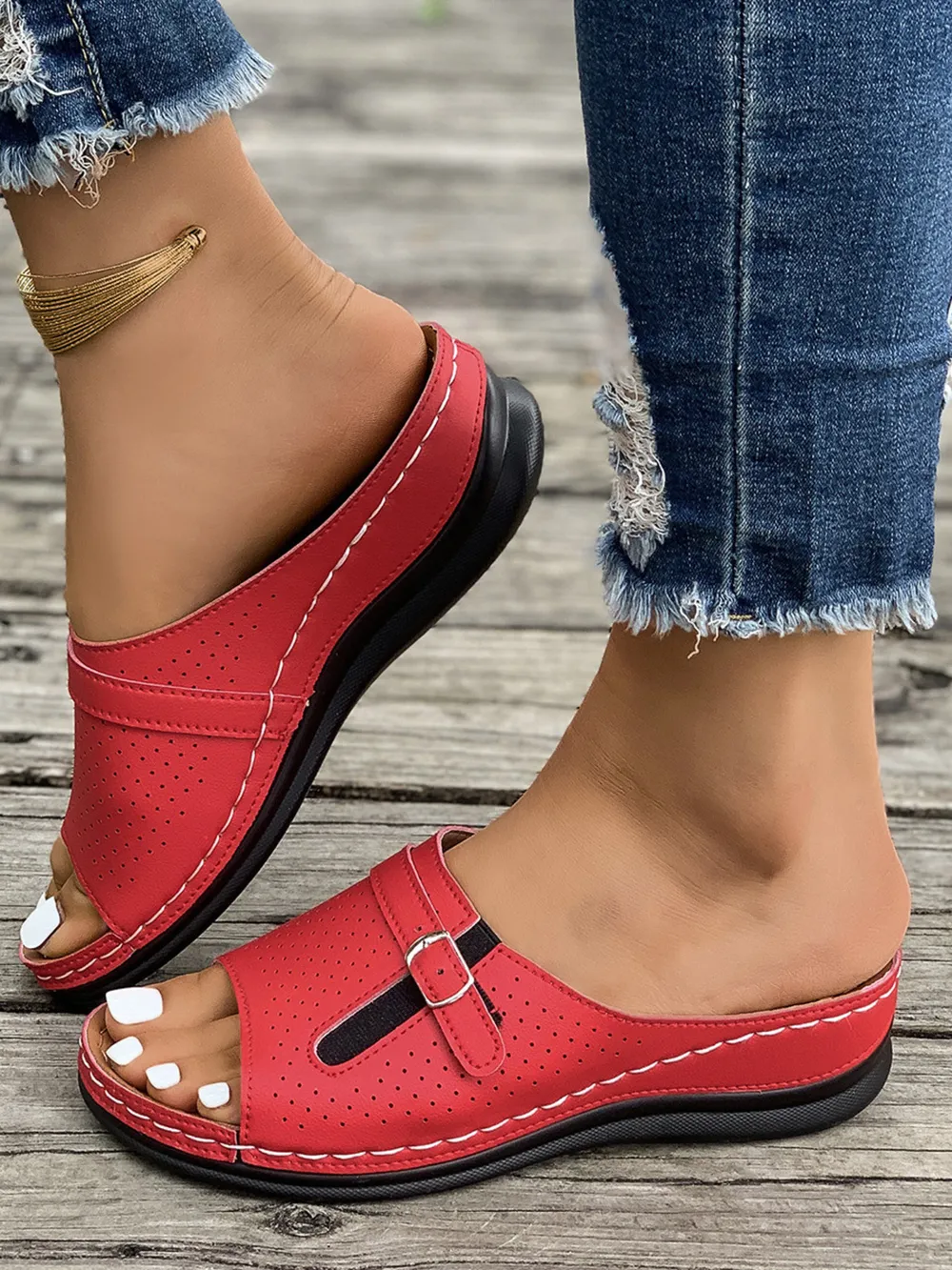 Casual Comfort Buckle Strap Sandals, image 5